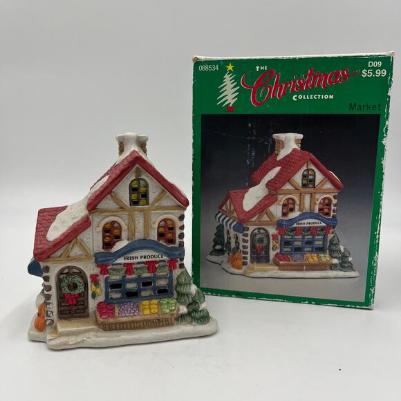 Christmas Collections Other - The Christmas House Collection One Size White Market Lighted Porcelain In Box
